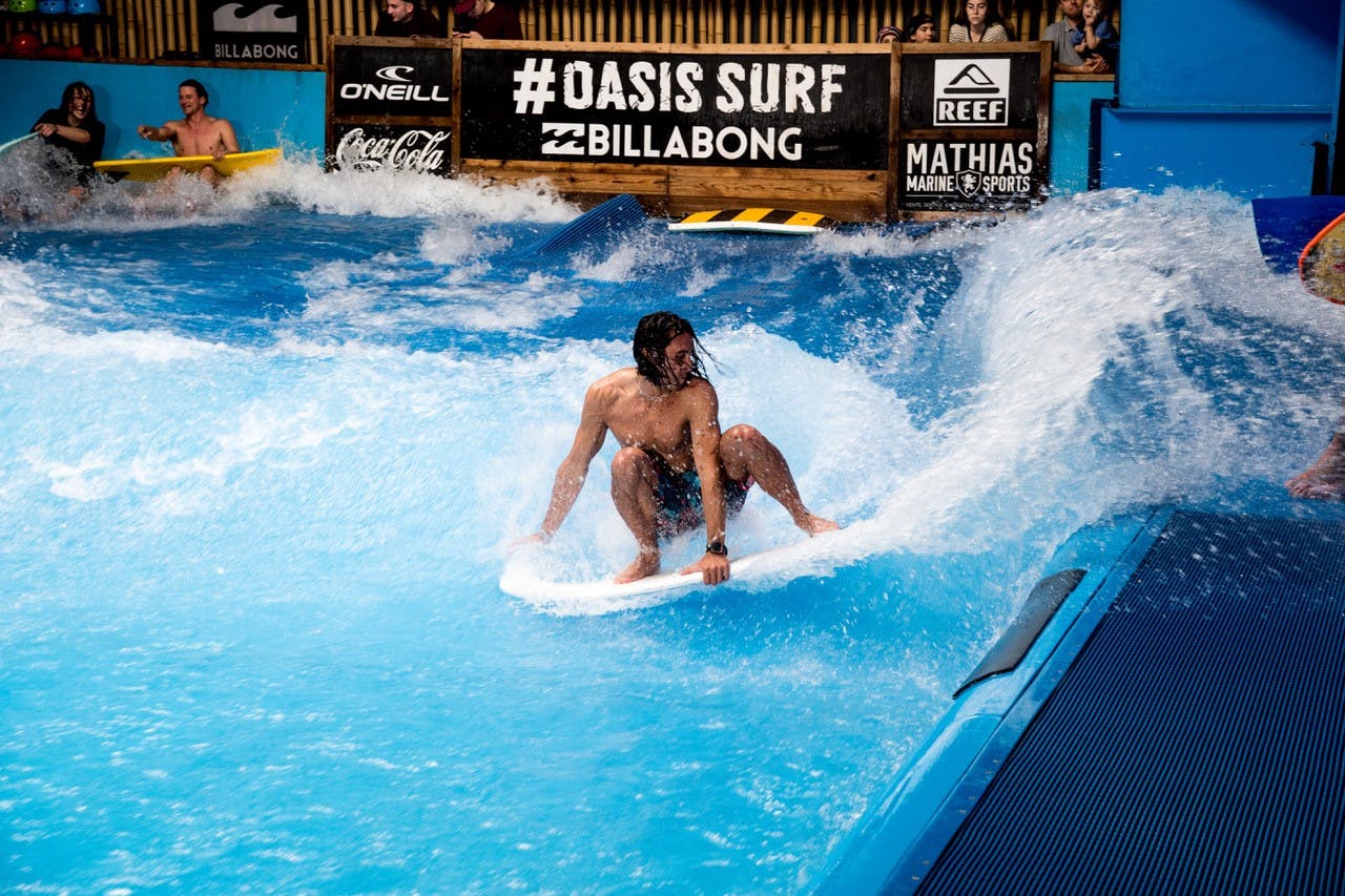 Surfer Carving in a SurfStream Wave Pool
